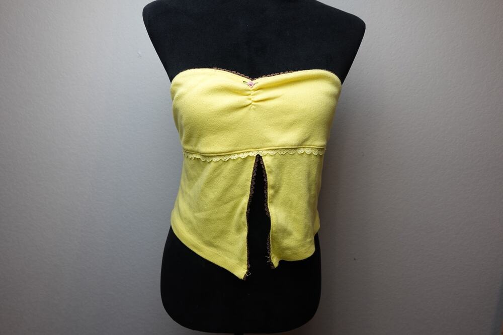 Kimchi Blue Rosie Yellow Strapless Top Y2K Style Size L